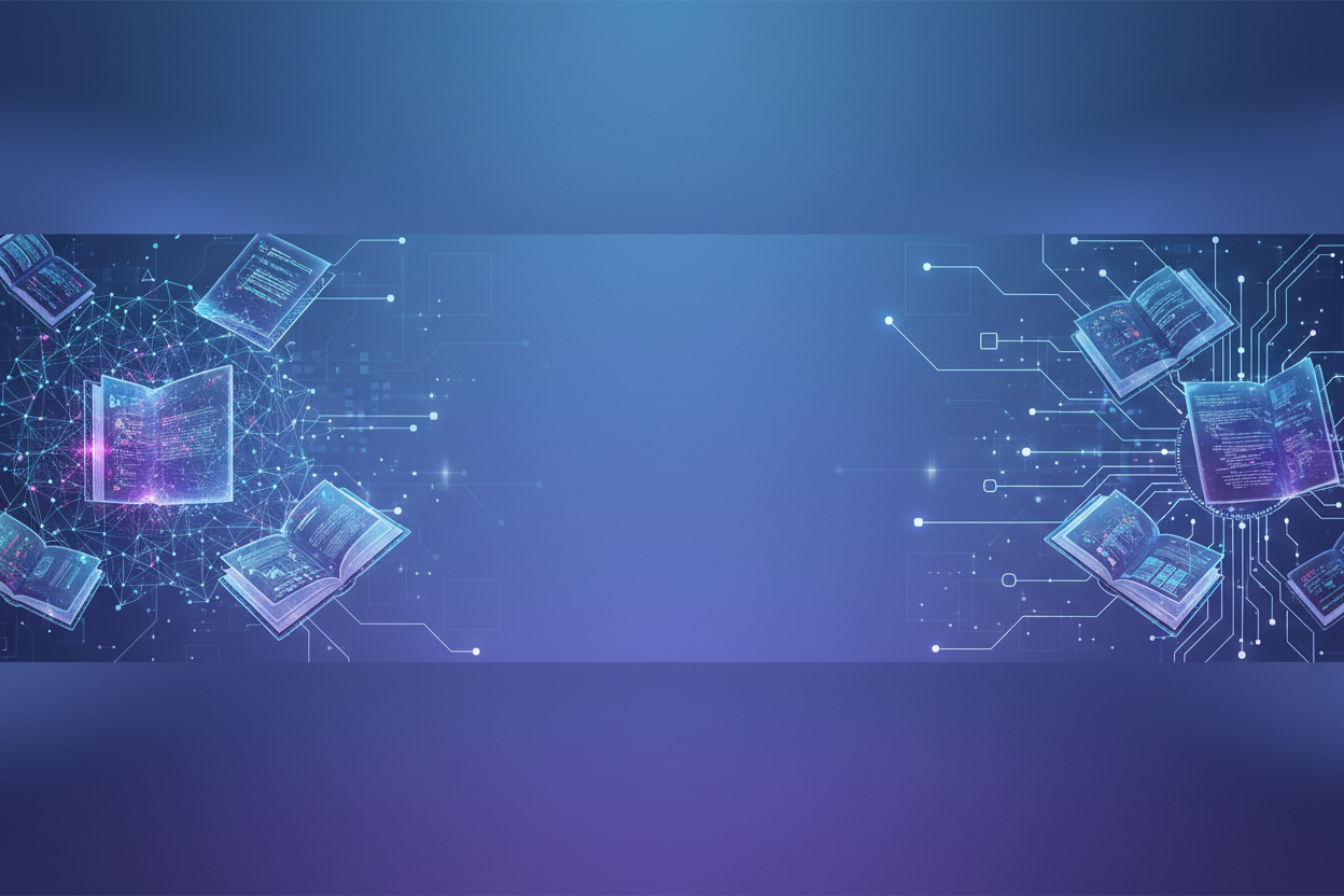 generate an image for a hero background, that depicts AI and ebooks 